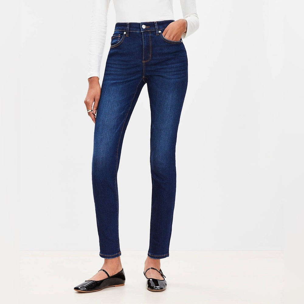 LOFT Size 29/8 Blue Denim Modern High Rise Skinny Ankle Stretch Jeans